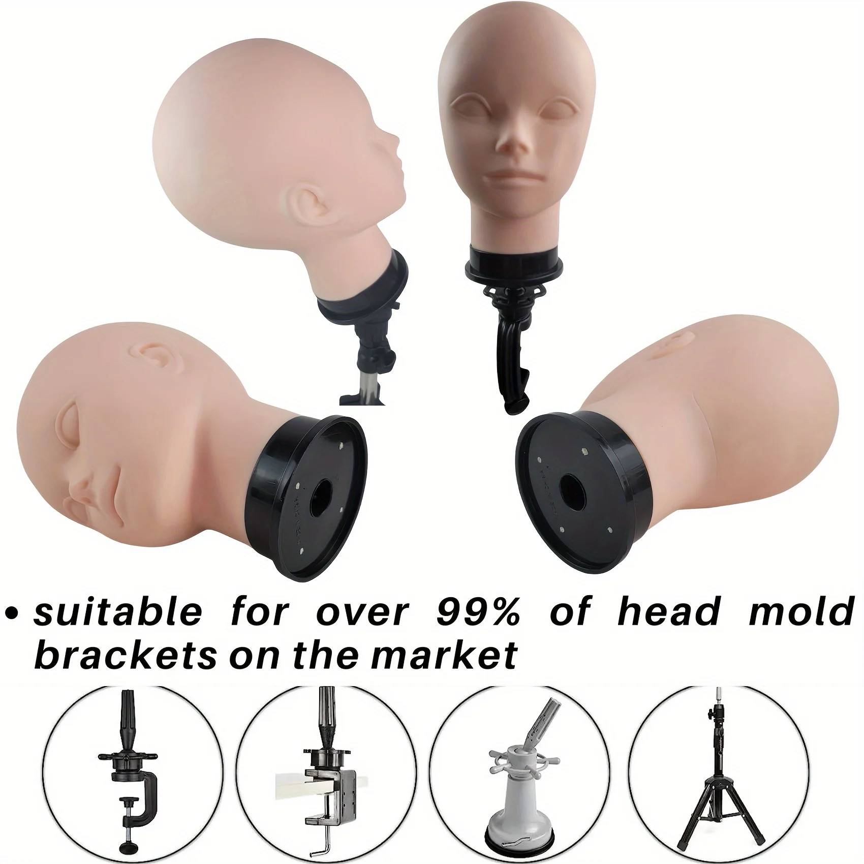 DIY Cosmetology Manikin Head For Makeup Bald Mannequin Head for Makeup Training,Wig Making,Hair Accessories&Hat&Glassess Display