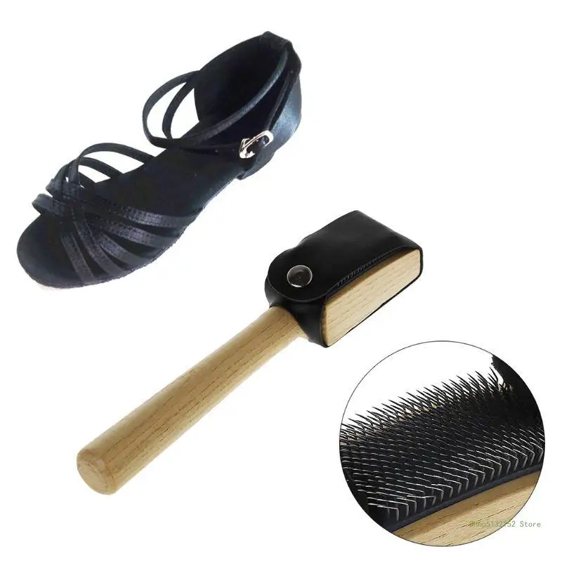 QX2E Ballet Dance Shoe Wire Brush PU Protector Cover Handle Ballroom Suede Soles Latin Dance Shoe Cleaning Brushes