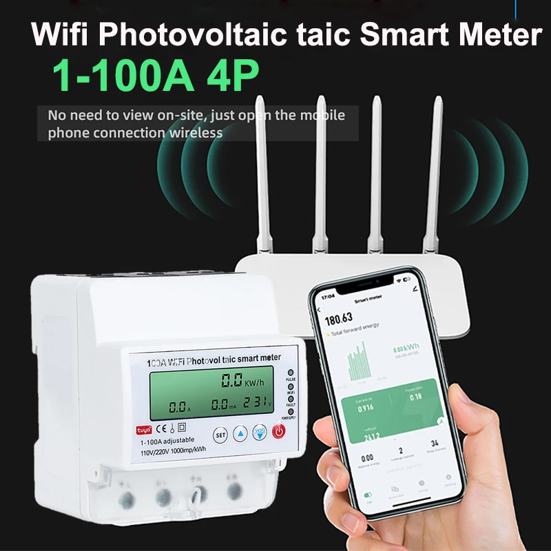 

Умный защитный выключатель 1-100А 4P с Wi-Fi, двунаправленным голосовым управлением, однофазный, с таймером, для фотоэлектрических систем, с защитой от перенапряжения/пониженного напряжения и измерением мощности