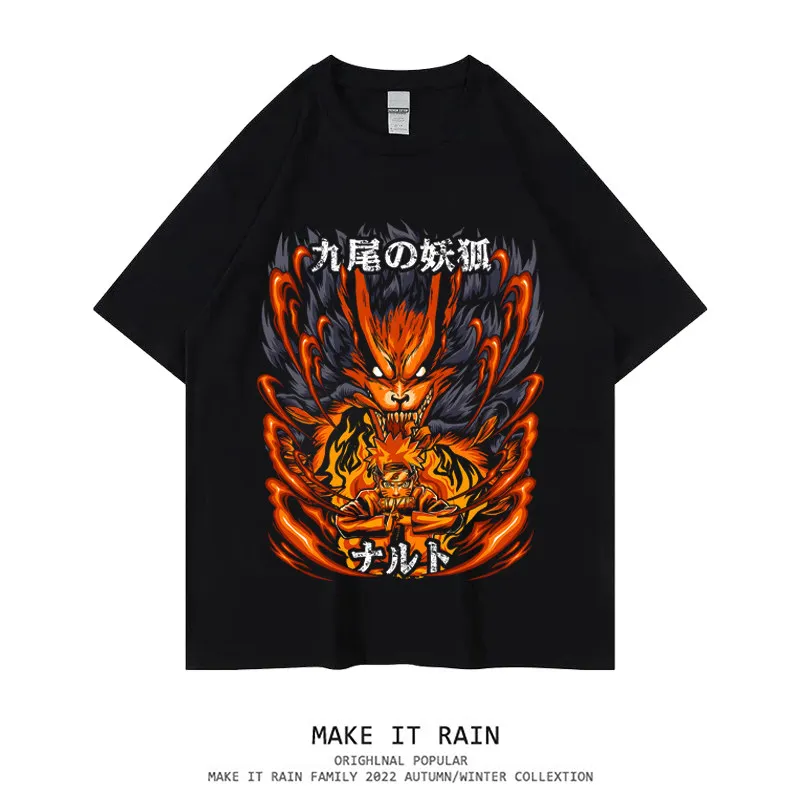 Trendy Brand Children's T-shirt 2026 New Item Pure Cotton Japanese Anime Naruto Cartoon Print Parent-child Outfit Short Sleeved