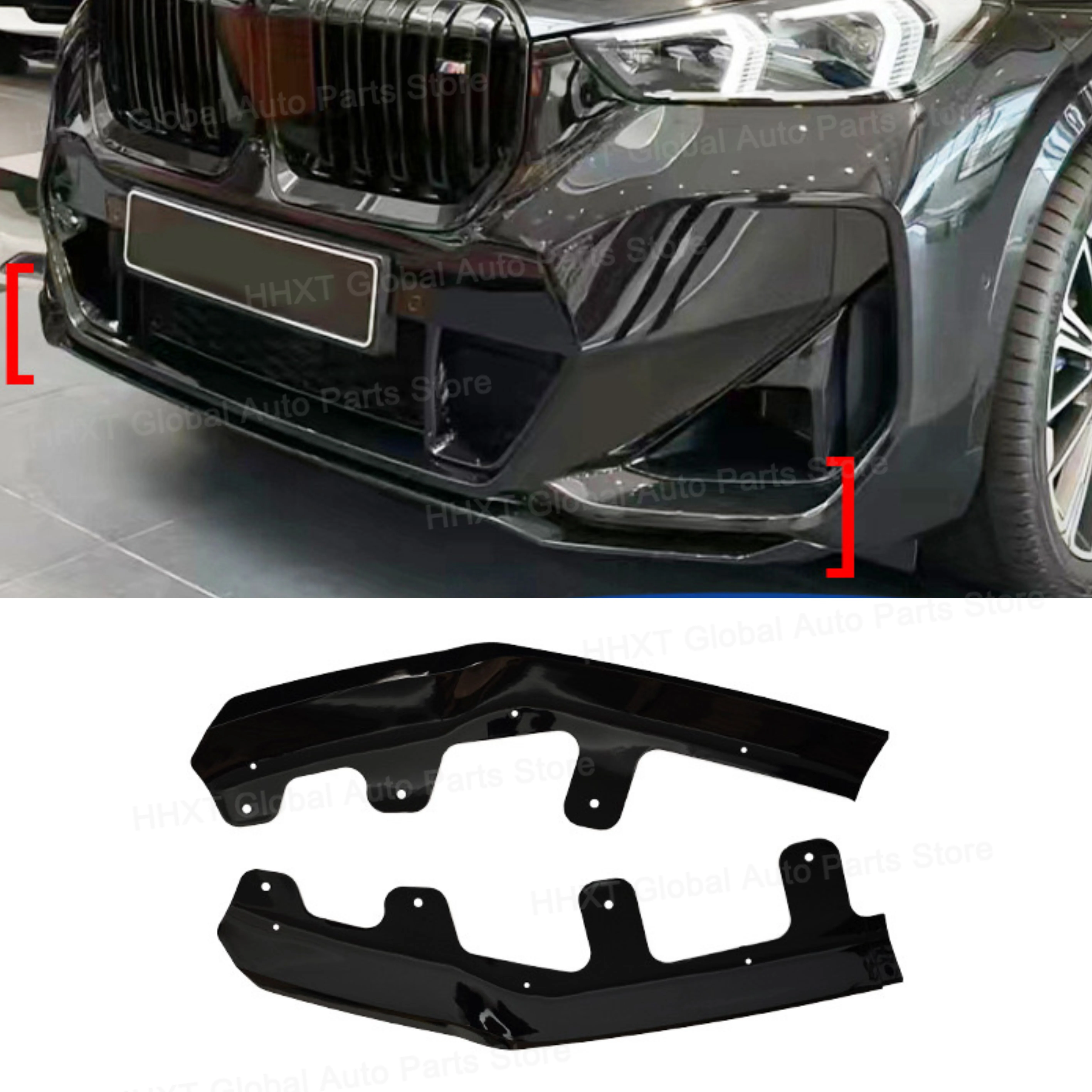 2-Section MP Original Car Hole Installation Front Bumper Spoiler Lip Body Kit For BMW X1 U11 Sports Version 2023+