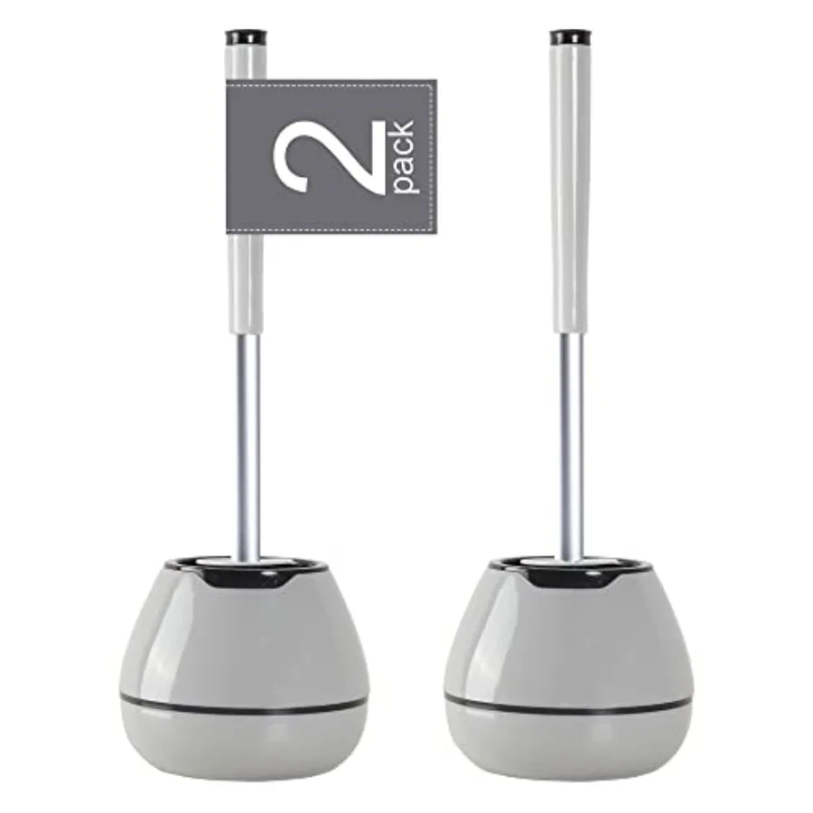 

Curated Picks Toilet Brush and Holder Set 2 Pack, Silicone Toilet Bowl Cleaner Brush, Toilet Scrubber Brush with Tweezers for B