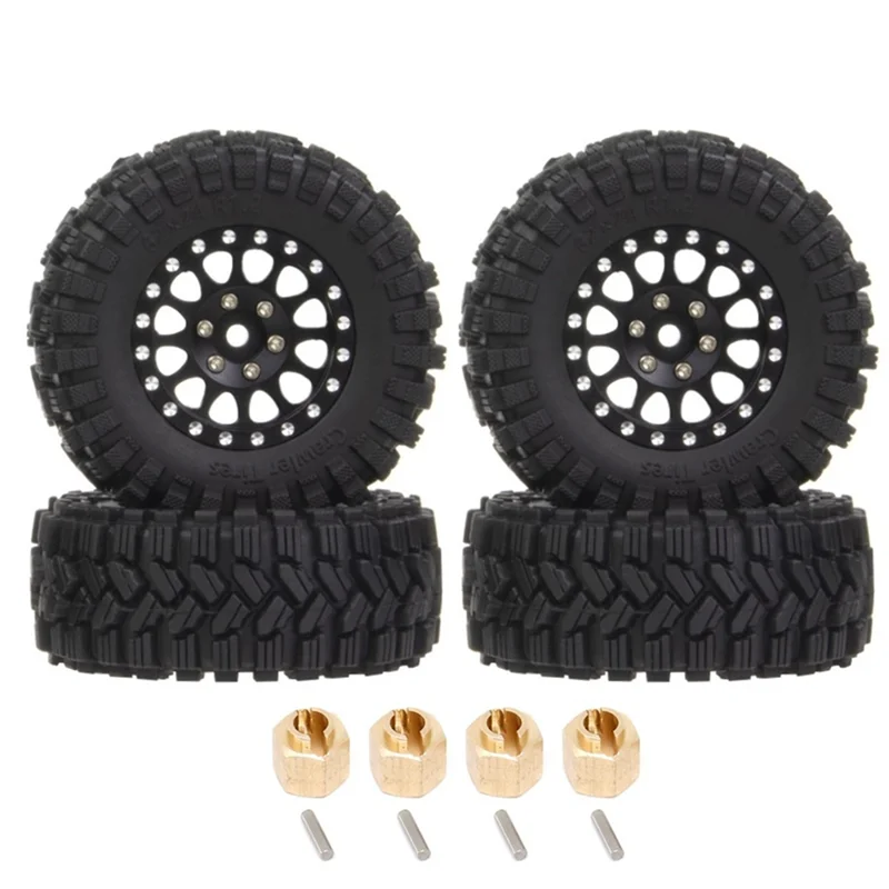 

4Pcs 62X24mm 1.2 Inch Metal Beadlock Wheel Rim Tire Set for 1/18 1/24 RC Crawler Car Axial SCX24 AX24 TRX4M FCX24,5