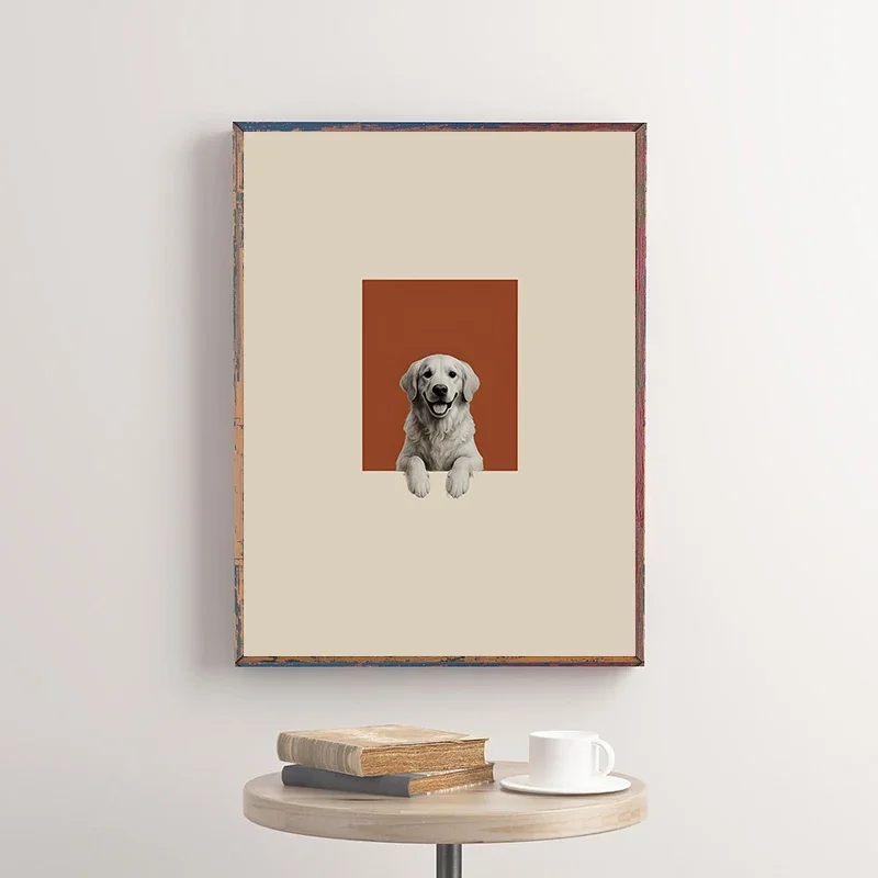 Trendy Dog Poster Pet Portrait Print Golden Retriever Minimalist Canvas Painting Wall Art Picture for Home Decor Dog Lovers Gift