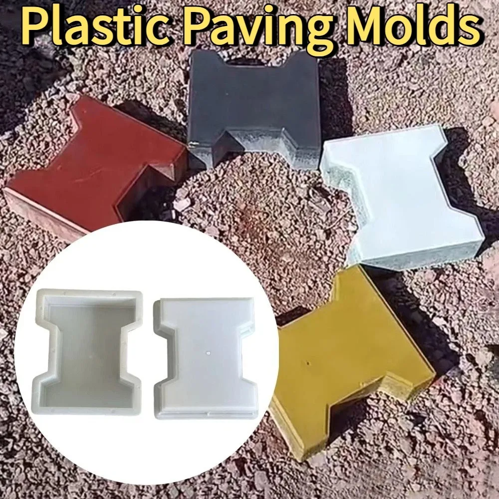 I-shaped Plastic Paving Molds Reusable DIY Cement Tile Mold White Manual Operation Stepping Stone Mold Garden Landscaping