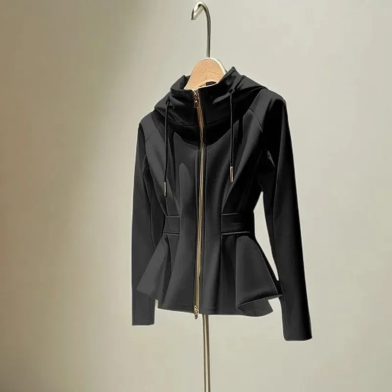 سوبر لطيفة سترة حمراء مقنعين قلنسوة بسحاب البلوز موضة النساء هوديس 2025 ربيع الخريف الكورية مراجعات العديد من ملابس الفتيات #4