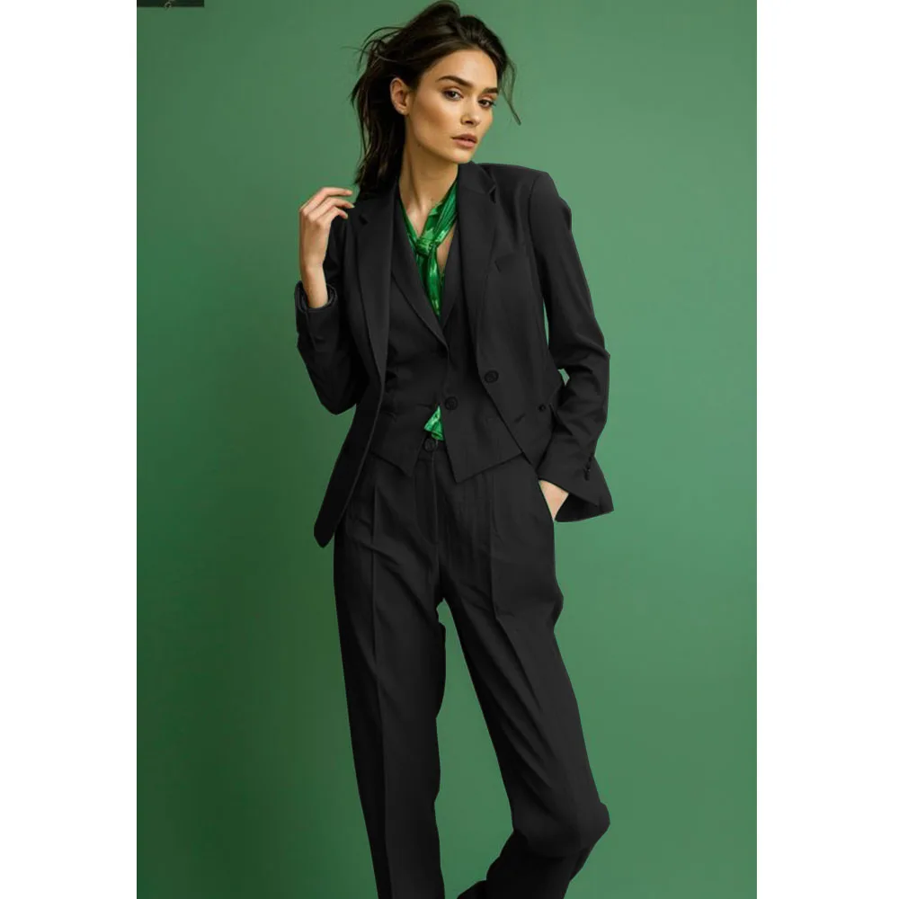 Women's Linen Suit 3 Piece Set Elegant Ladies Suit Suit Classy Single Breasted Fit Comfortable Party Ladies Summer Outfit