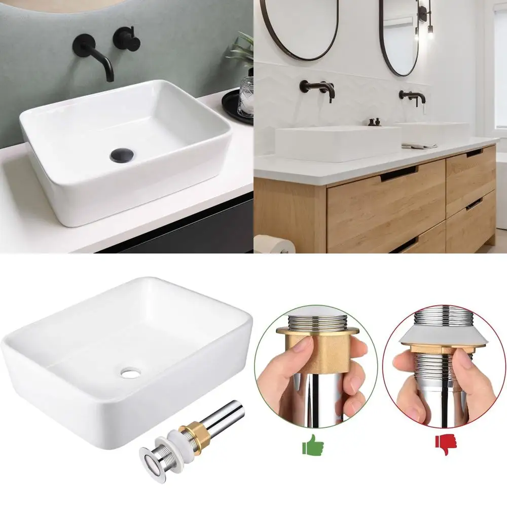 

19x15 White Industrial Style Porcelain Vanity Sink with Recessed Drain for Bathroom