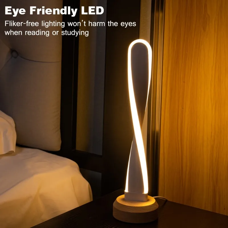 สร้างสรรค์ใหม่ LED ไม้ Nightlight USB Home Study ห้องนอนข้างเตียงบรรยากาศโคมไฟตกแต่ง