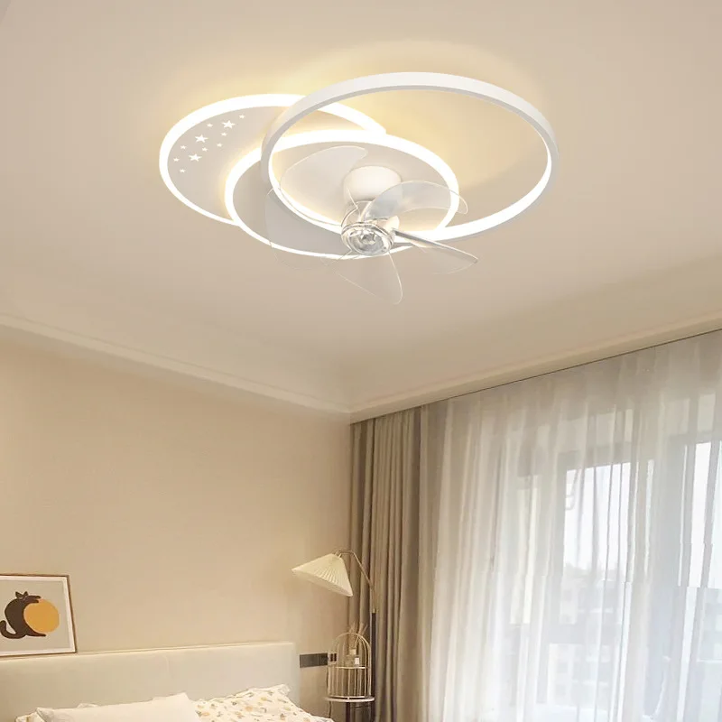 White Ceiling Fans Light Modern Nordic Living Room Bedroom Home Ceiling Lamp Led 3 Color Remote Control 220V Shaking Heads Fan