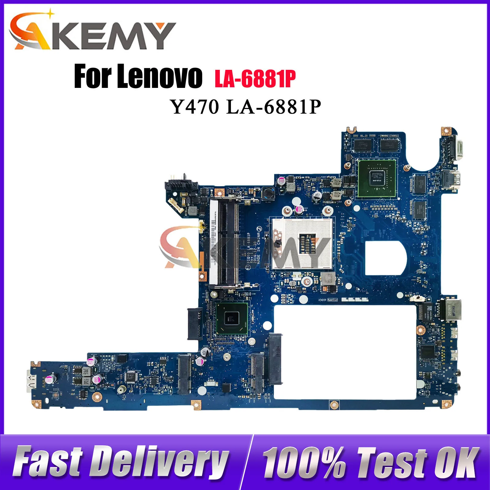 

Материнская плата для ноутбука Lenovo Ideapad Y470 LA-6881P с HM65 GT550M 1 ГБ DDR3, 100% протестировано, ОК