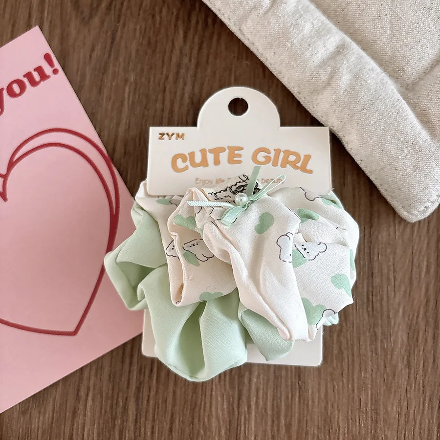 الكورية الحلو النسيج الدب خواتم الشعر الربيع الصيف لطيف الفتيات إكسسوارات الشعر الكرتون مطاطا Scrunchies مجموعة 2025 جديد