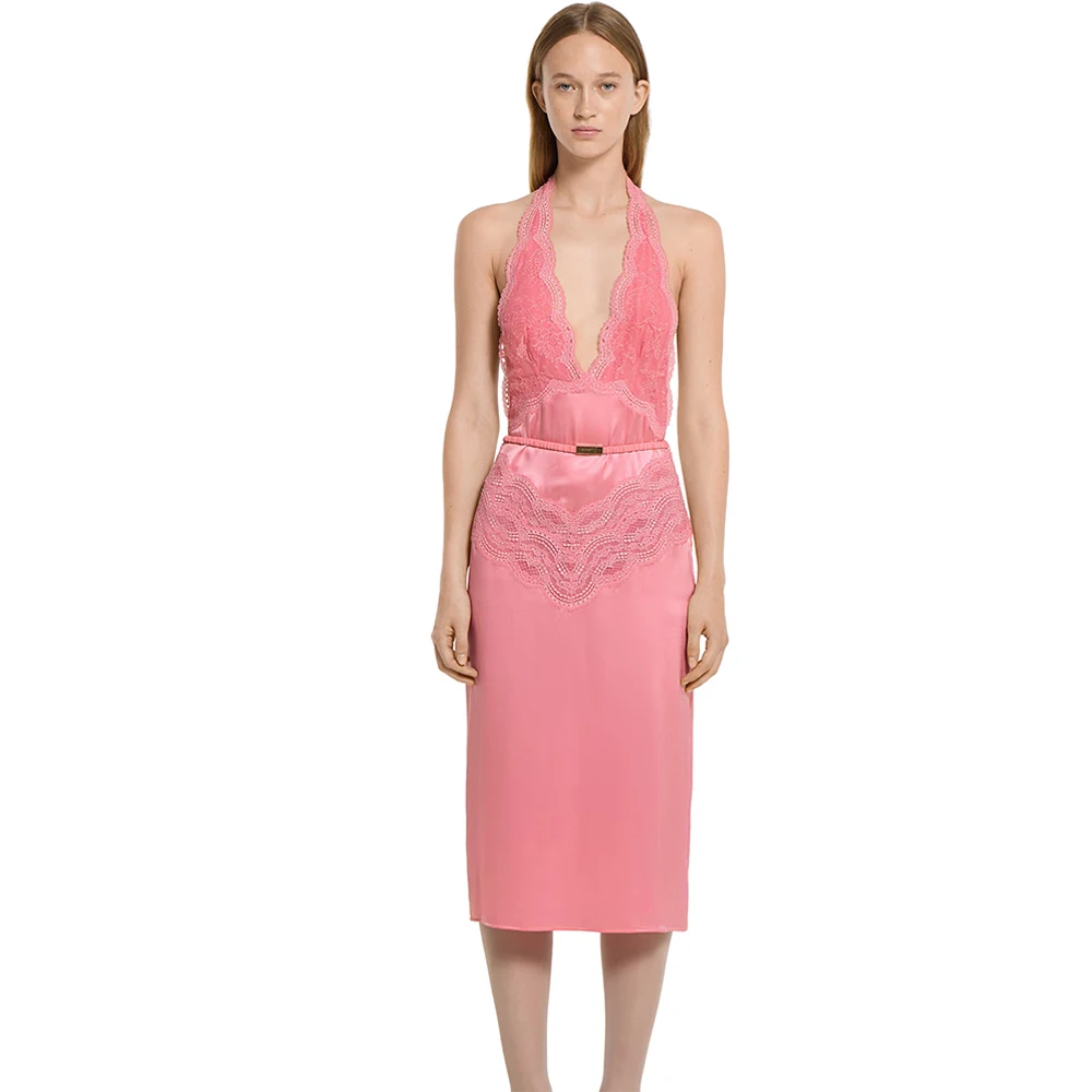 

Элегантное розовое вечернее платье на заказ, сексуальное, с глубоким V-образным вырезом, без рукавов, для выпускного вечера, очаровательное кружевное платье с открытой спиной для вечеринок