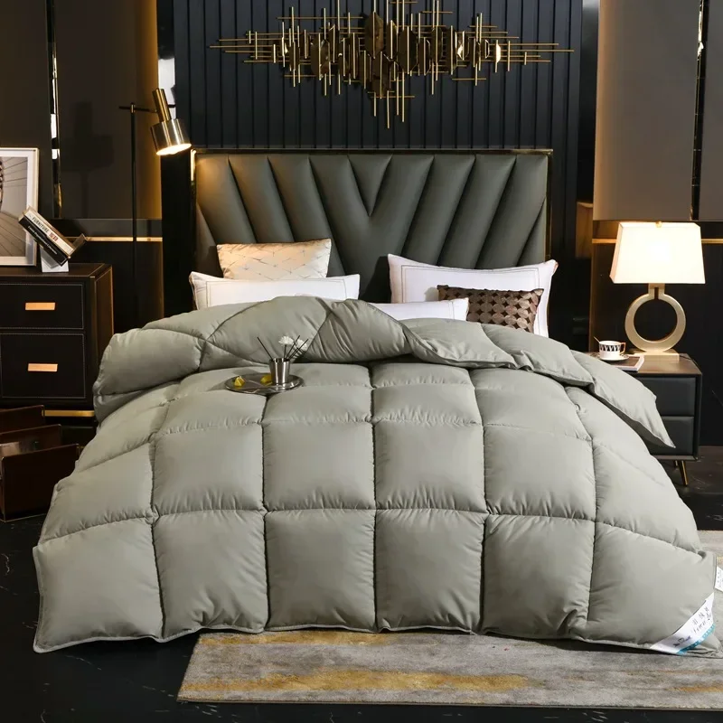 Home Comforter Winter Quilted Blanket Goose Down Duvet Quilt 100% Cotton Cover King Queen Blanket Size Twin Stitch Одеяло 이불 이불
