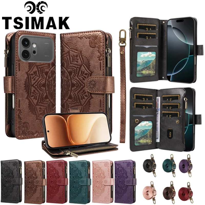 Flip Cover für Honor 600 Pro Hülle Magnetische Lederhülle für Honor 600 Lite Honor600 600Pro Handyhülle mit Reißverschluss 9 Kartenfächer Capa