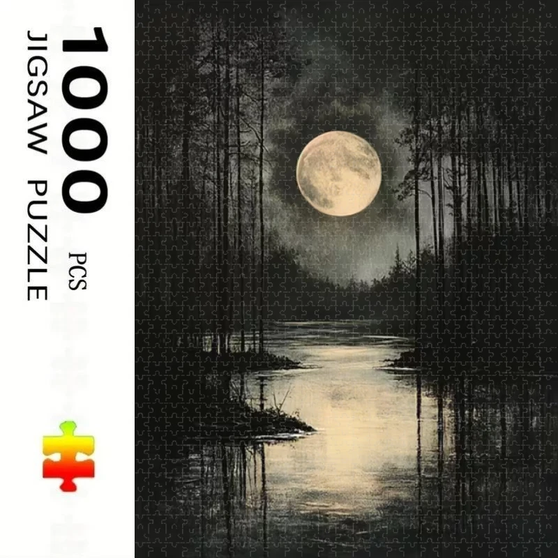 

1000 Pcs Moonlit Forest River Puzzle Home Decor Adults Puzzle Games Family Fun Floor Puzzles Educational Toys for Kids
