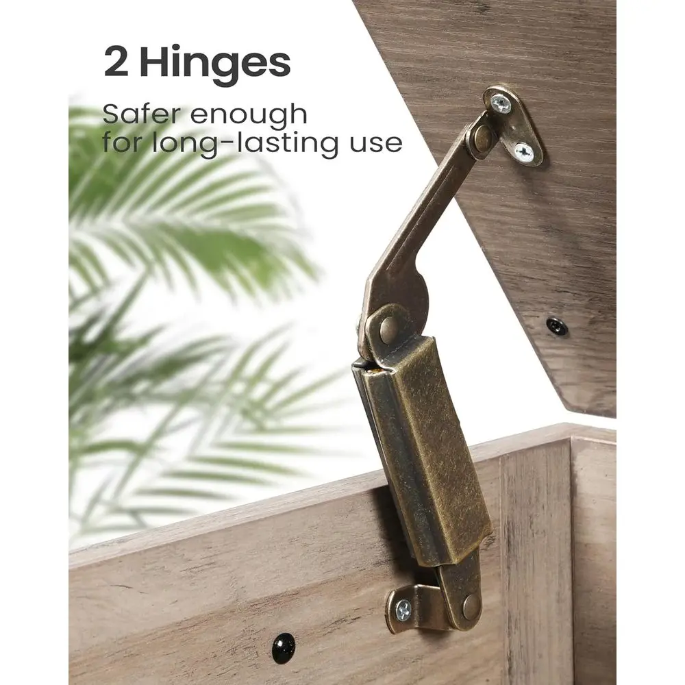 Cómoda de almacenamiento de madera con tapa elevable con bisagras, organizador de caja de banco para dormitorio/sala de estar gris SB04505X