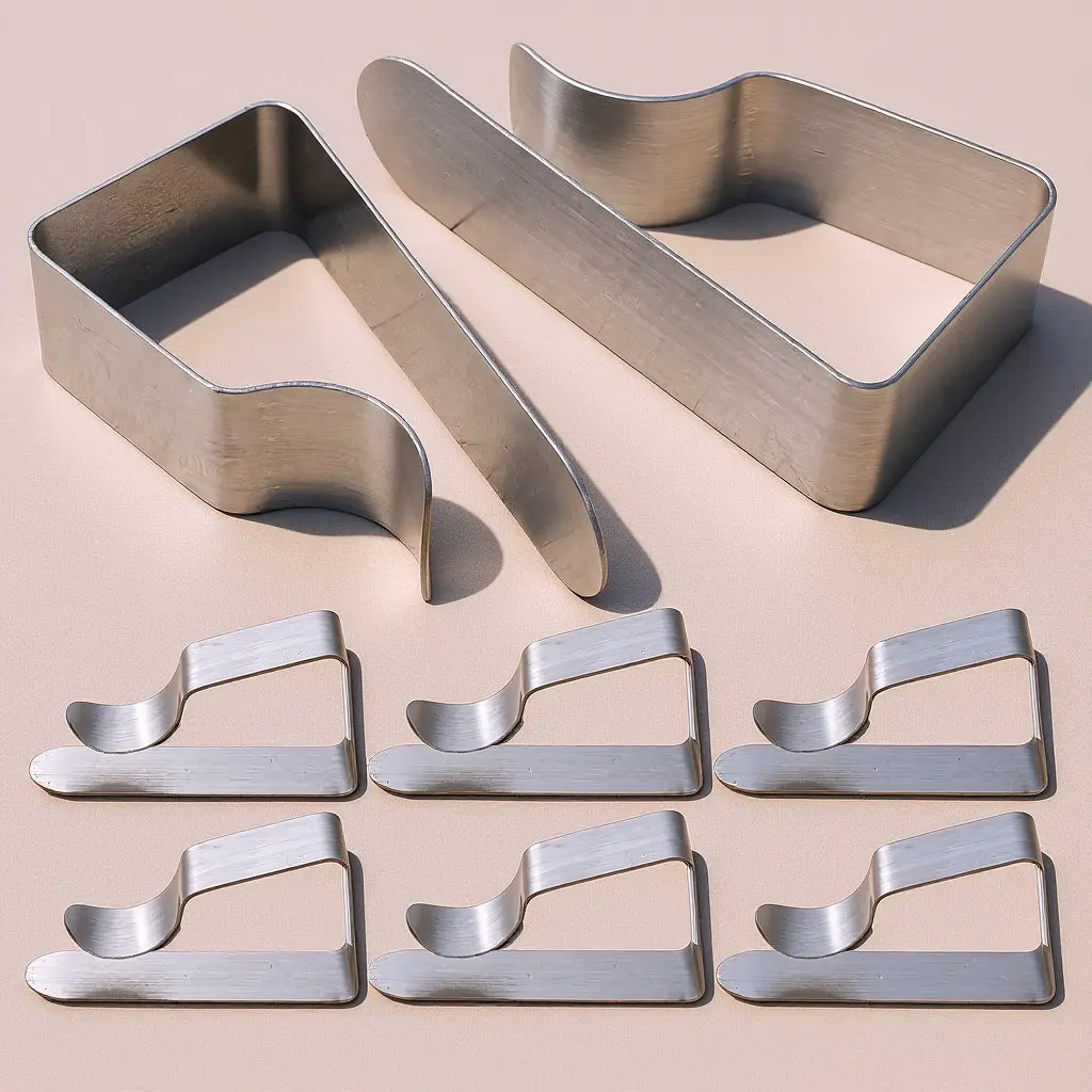 8Pcs Stainless Steel Trapezoid Tablecloth Clamps One-Piece Rust-Proof Table Skirt Fasteners for Outdoor Events Picnic Tables