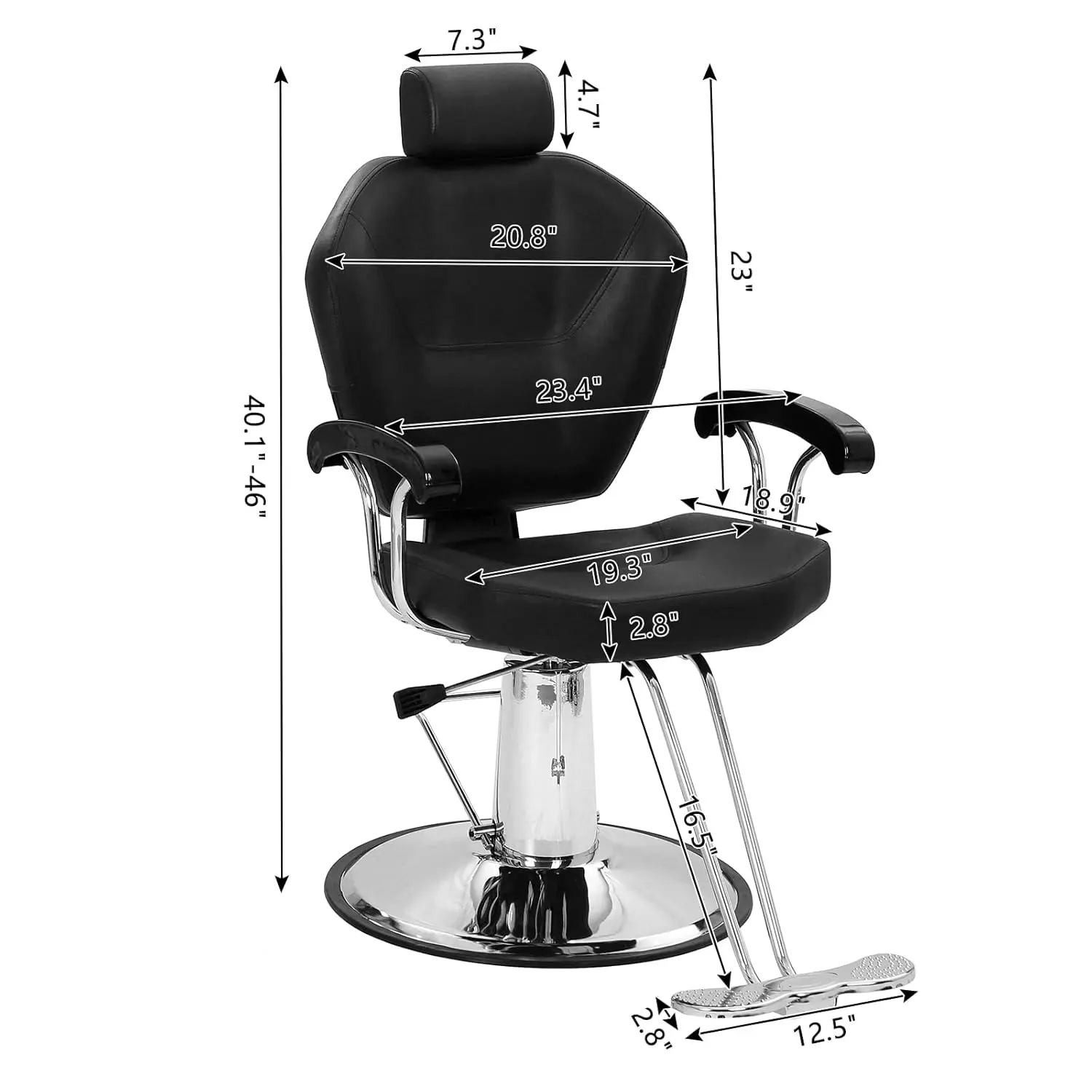 Heavy Duty Reclining Barber Chair for Barber Shop, Styling Salon Chair with Headrest and Footrest, 360 Degree, Customized