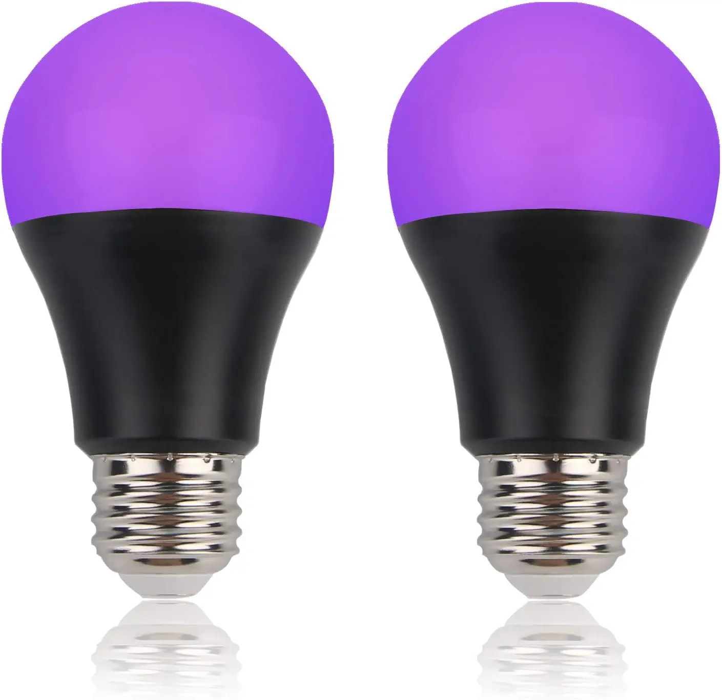 E27 E26 Halloween 10W A19 UV Blacklight UVA Level 395nm Wavelength Glow in The Dark LED UV Black Light Bulbs for Body Art Paint