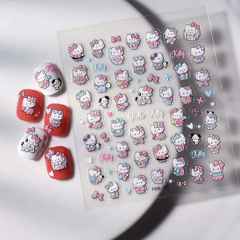 

1PCS Sanrio Hello Kitty 5D Adhesive Nail Art Stickers Nail Art Decoration Kuromi Melody Nail Stickers Anime Nail Art Supplies