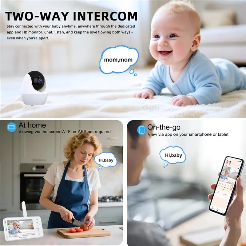 B03B-Auto Tracking, Wifi Control, 4.3 Inch Screen, Night Vision, PTZ Video Baby Monitor For Pet And Baby Surveillance