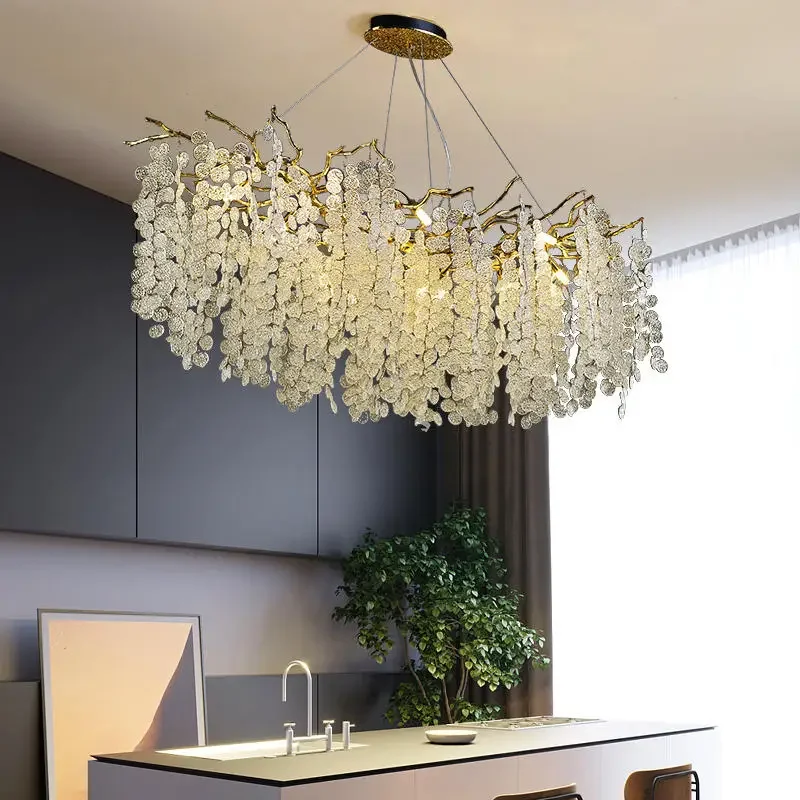 New Living Room Crystal chandelier Luxury hotel Branch decorative lighting dining room LED lamps  Gold /Silver