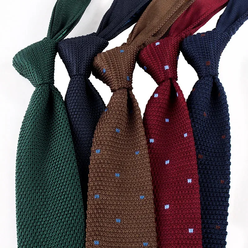 

6.5cm Casual Men's Knitted Neck Ties Formal Business Solid Retro Neckties Handmade Tuxedo
