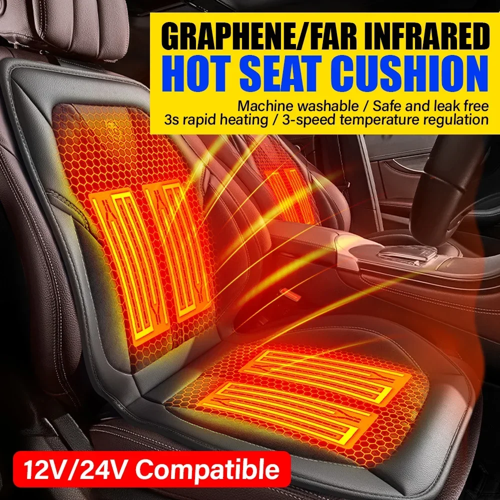 

12V/24V Universal Car seat Heated Cushion Single Double Seat Fast Heating Uniform Safety Protection for Car Truck Family Seat