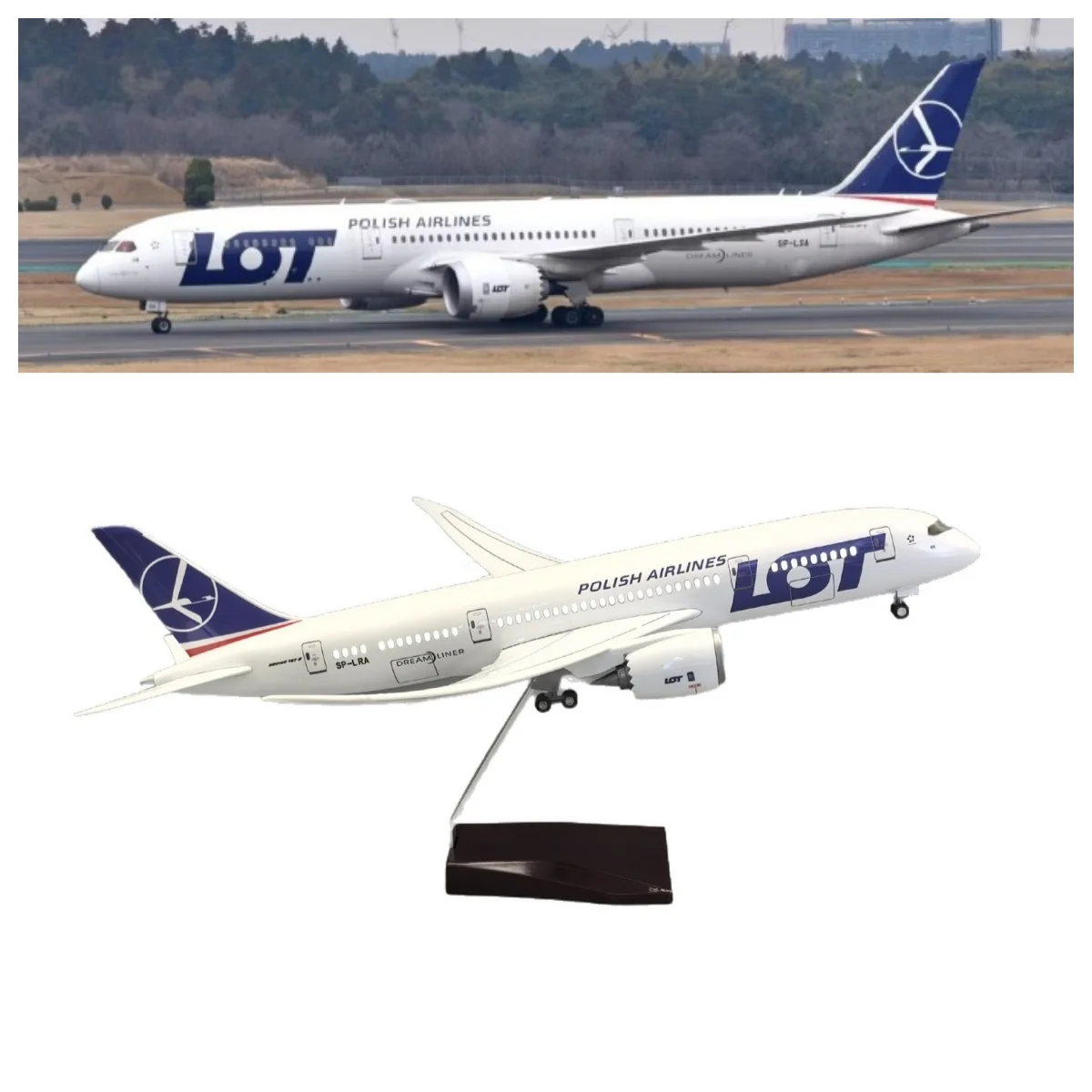 

43CM Airplane Models LOTPolishAirlines 787 B787 plane Resin Diecast collectible aircraft with Landing Gear Wheels Light