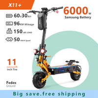YUME X11 EU Certified Electric Scooter, 6000W, Dual Motors, 60V 27Ah Battery, 11 Inch Tires, Top Speed 95km/h