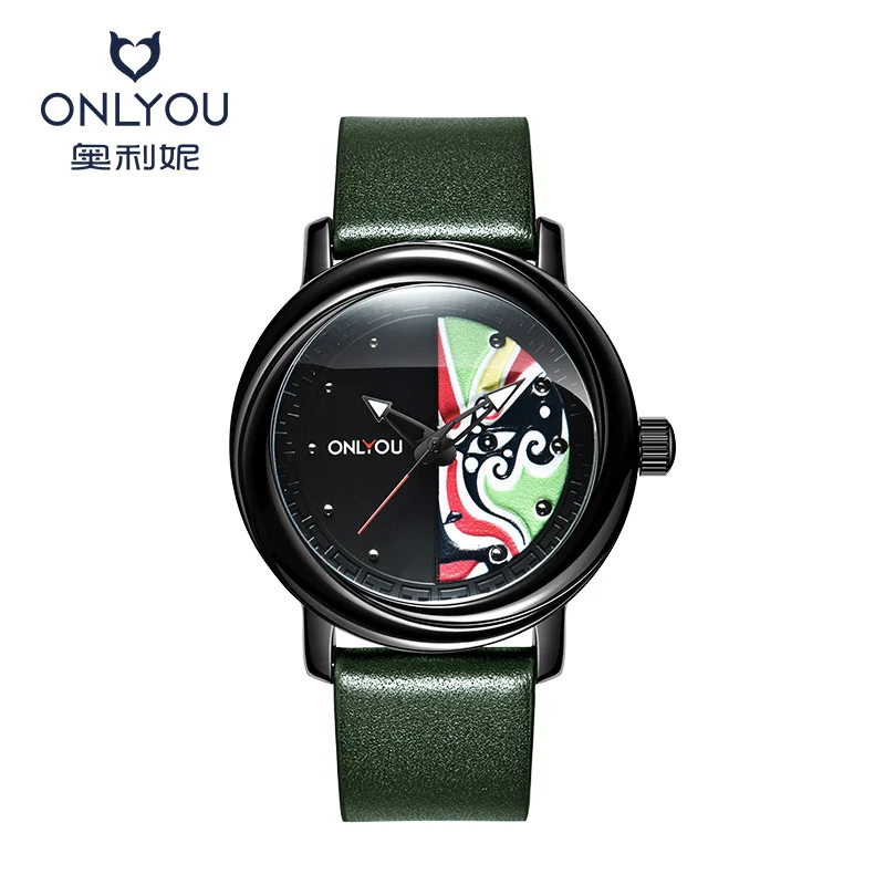 Onlyou stile cinese cartone animato anime marchio moda casual cool studente tendenza luce notturna orologio al quarzo impermeabile modello da uomo
