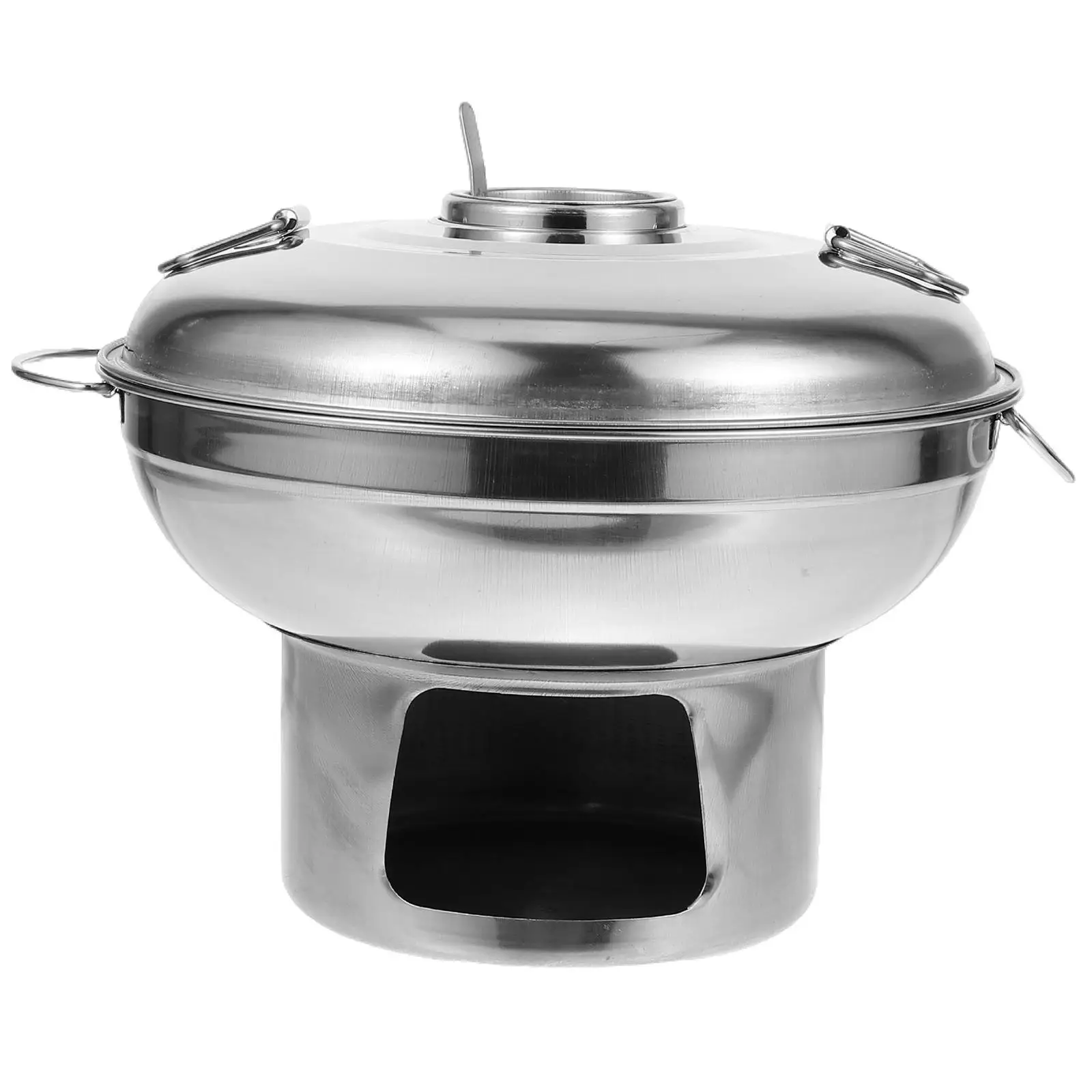 

Stainless Steel Charcoal Hot Pot Portable Old Beijing Mutton for One Person with Side Stove (natural Color 20cm) Wok Stoves