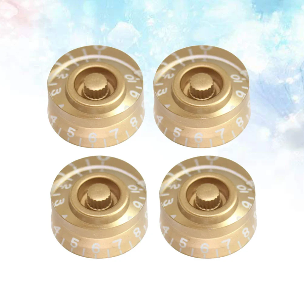 

4 PCS/ Set Round Guitar Knobs Volume Tone Control Knobs Rotary Knobs for Style Electric Guitar Parts Replacement (Golden)