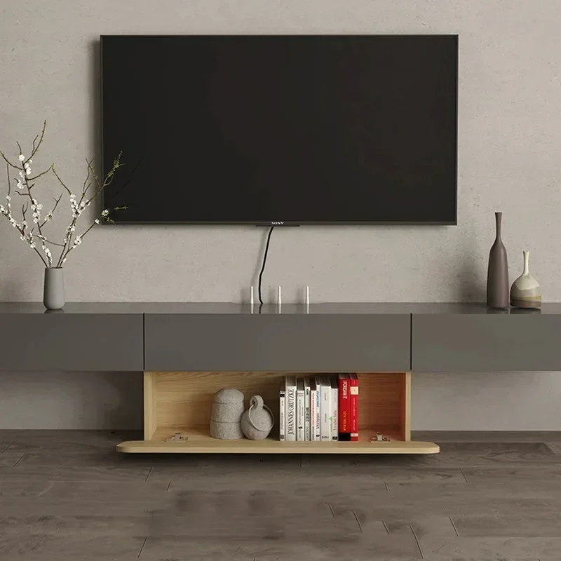 Nordic White Design Tv Stand Simple Innovative Led Strip Hanging Living Room Tv Table Minimalistic Tv Schrank Room Furniture