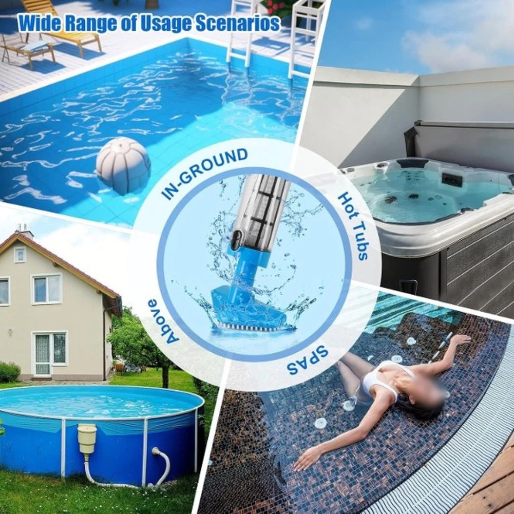 3 in 1 Cordless Pool Vacuum Cleaner for Above Ground Pools: Rechargeable Handheld Unit with Replaceable Cleaning Heads