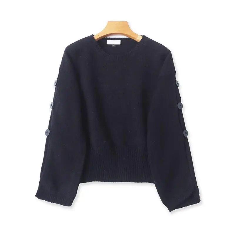 

Autumn Winter Women's Knitwear round Ne Soft Skin-friendly Age-defng Versatile Quali Polyester Long Sve Crew Ne