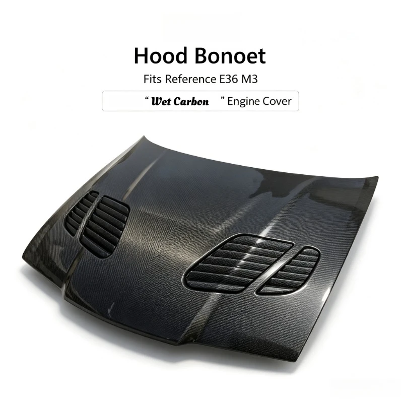 Carbon Fiber Sport Engine Hood Bonnet For BMW E36 M3 1992‑1999 Front Engine Cover Exterior Auto Modification Accessories