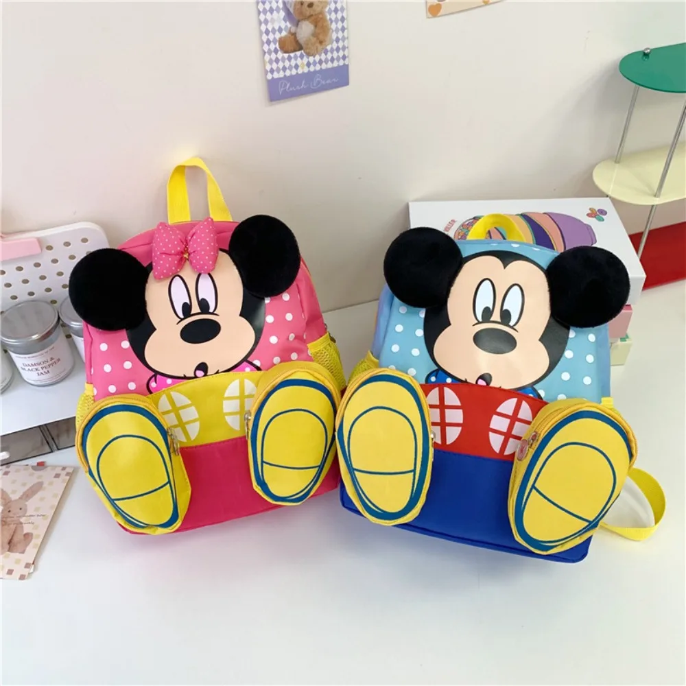 

Disney Mickey Minnie Mouse Cute Cartoon Kids Backpack Kindergarten Multiple Pockets Double Shoulders Schoolbag Boys Girls Gifts