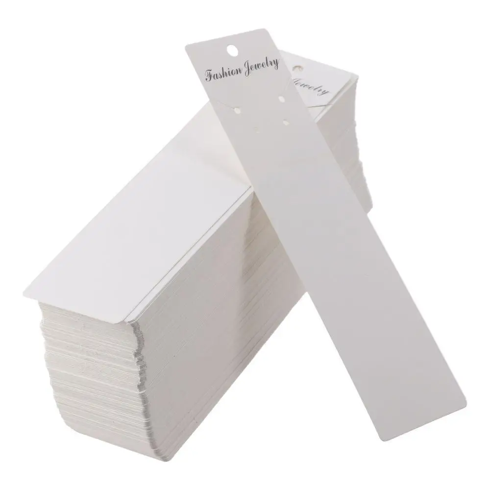 White Necklace Display Cards Handmade Earrings Paper Rectangular Earring Card Holders Hanging Tags Jewelries Packing