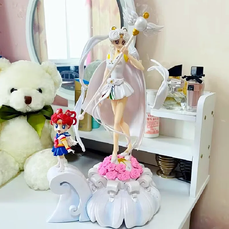 New 37cm Anime Sailor Moon Figure Tsukino Usagi Sailor Universe Scene Model Dolls Wedding Dress Gk Action Figurines Toys Gifts