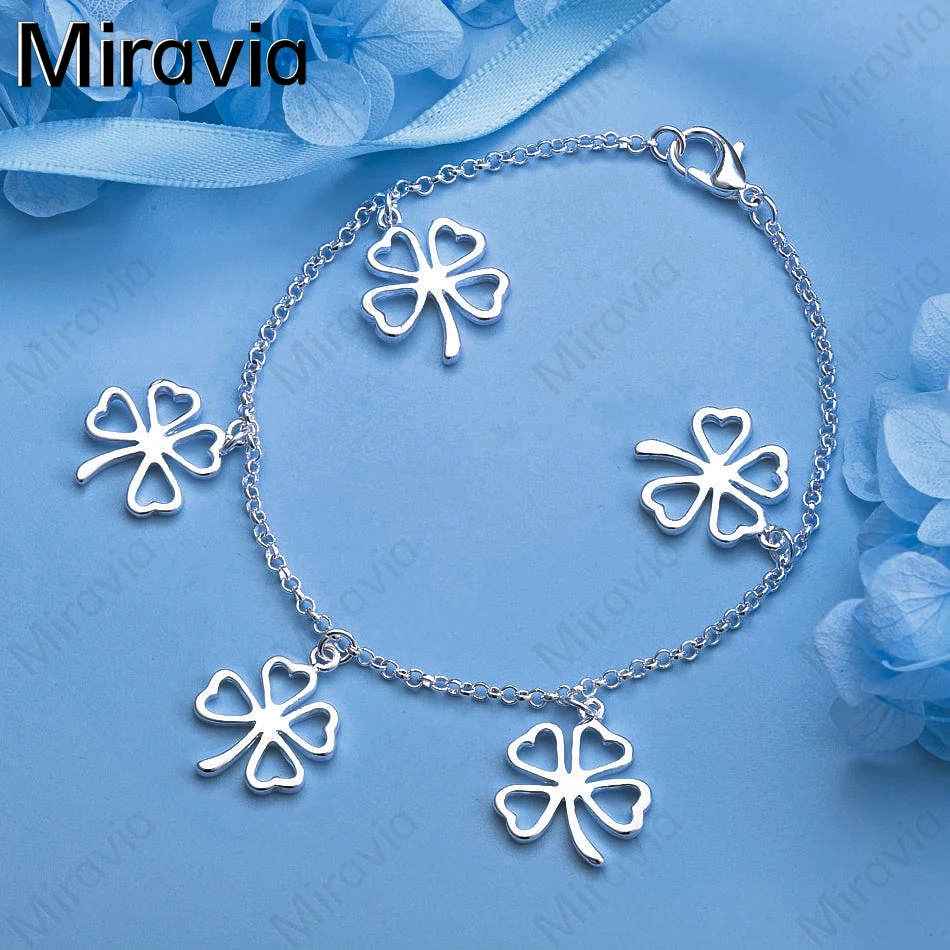 

Miravia 925 Sterling Silver Hollow Chain Clover Bracelet Women Charm Party Jewelry