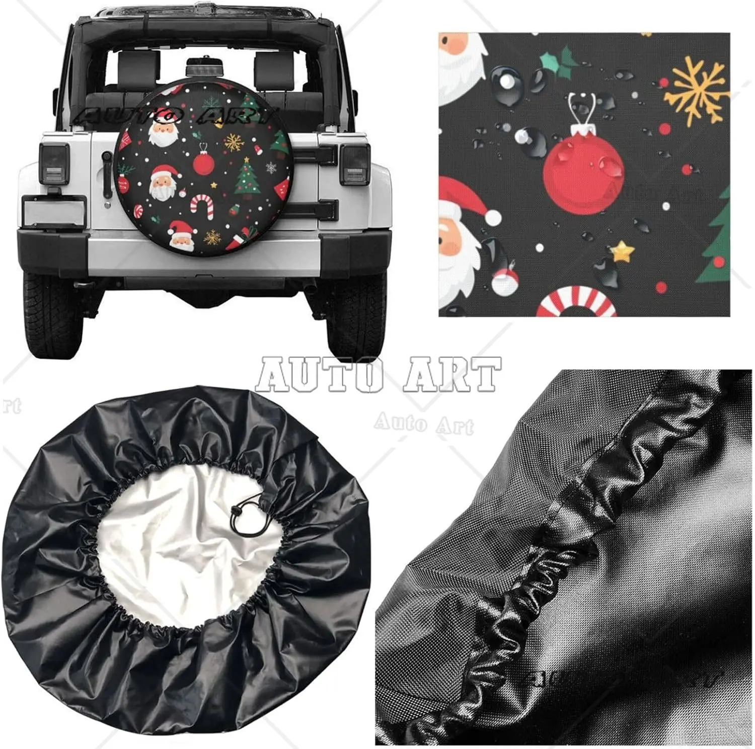 غطاء إطار عيد الميلاد لشاحنة المقطورة - أغطية إطارات عجلات لطيفة لعيد الميلاد مناسبة تمامًا لملحقات التخييم في الهواء الطلق #3