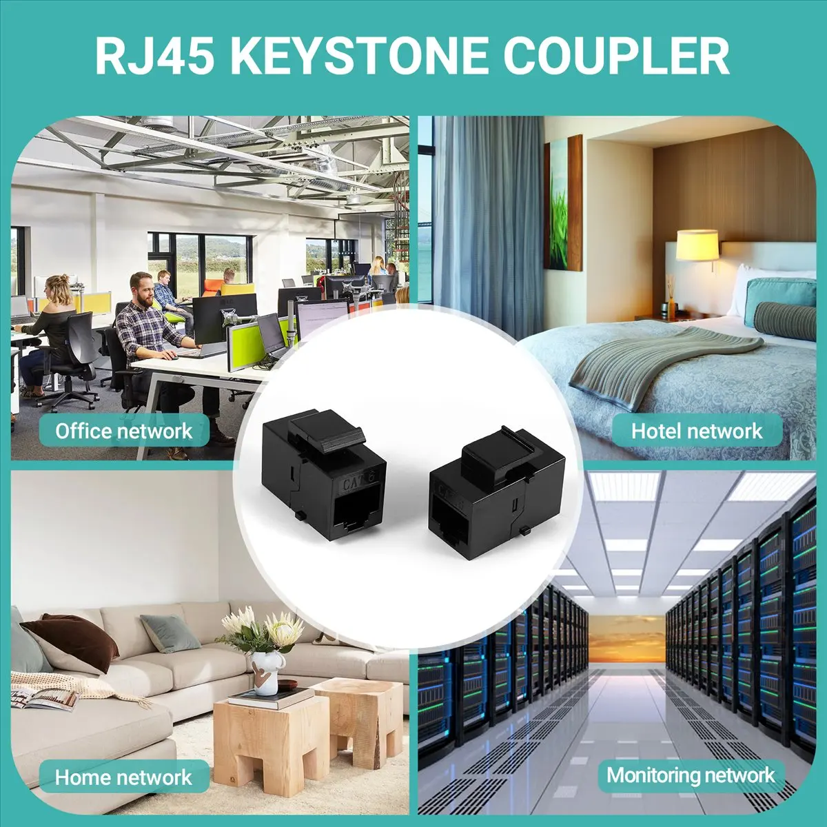 #02P 25 Pcs Rj45 Coupler Cat6 Coupler Female to Female Insert Coupler,cat6 keystone jacks,(ABS plastic)
