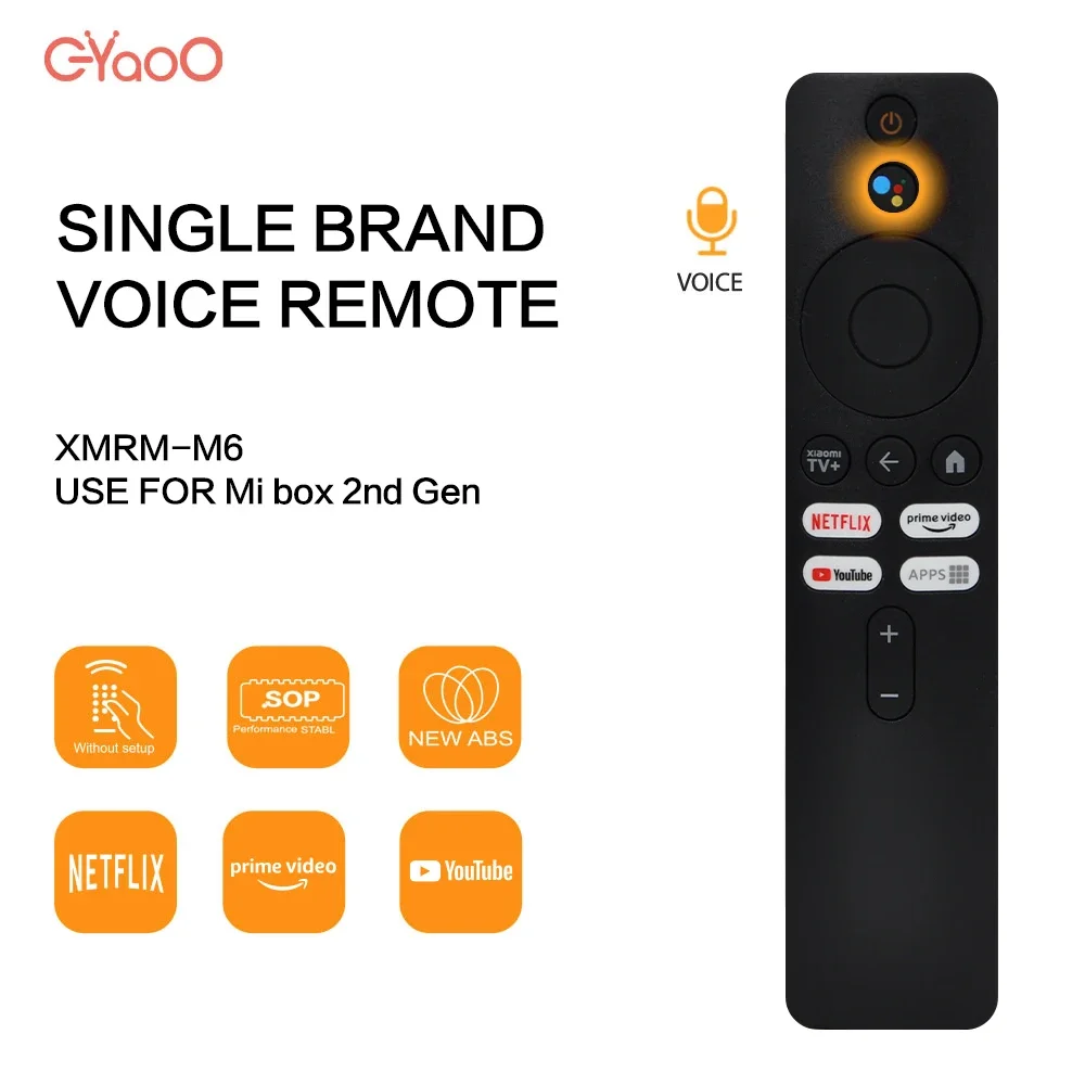 XMRM-M6 Voice remote Control Applicable to 4K Ultra HD Streaming Media Player Use for Xiaomi mi 2nd Gen Box (Only Voice Remote)