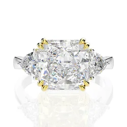 Luomansi 10*10MM Crushed Ice High Carbon Diamond Ring 100%-S925 Silver Ladies Jewelry Wedding Party Crystal Gift