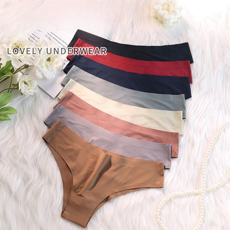 4PCS/Set Seamless Brazilian Panties Women's Sexy Lingerie Cool Ice Silk Low Wai… - Image 5