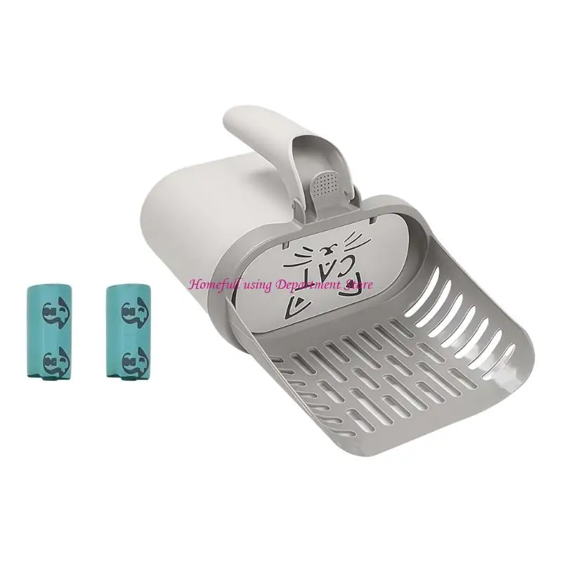  Indoor Cats Scooper Tool Set with Attached Bag Dispenser and Durable Sifting Head for Routine Cleanup and Disposal