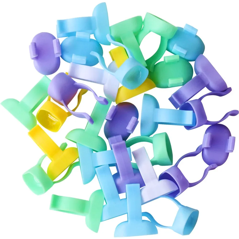 800PCS Dental Disposable Plastic Prophy Rings Handy Finger Bowl Cup for Mixing Cement Powder Class Dentistry Products Tools