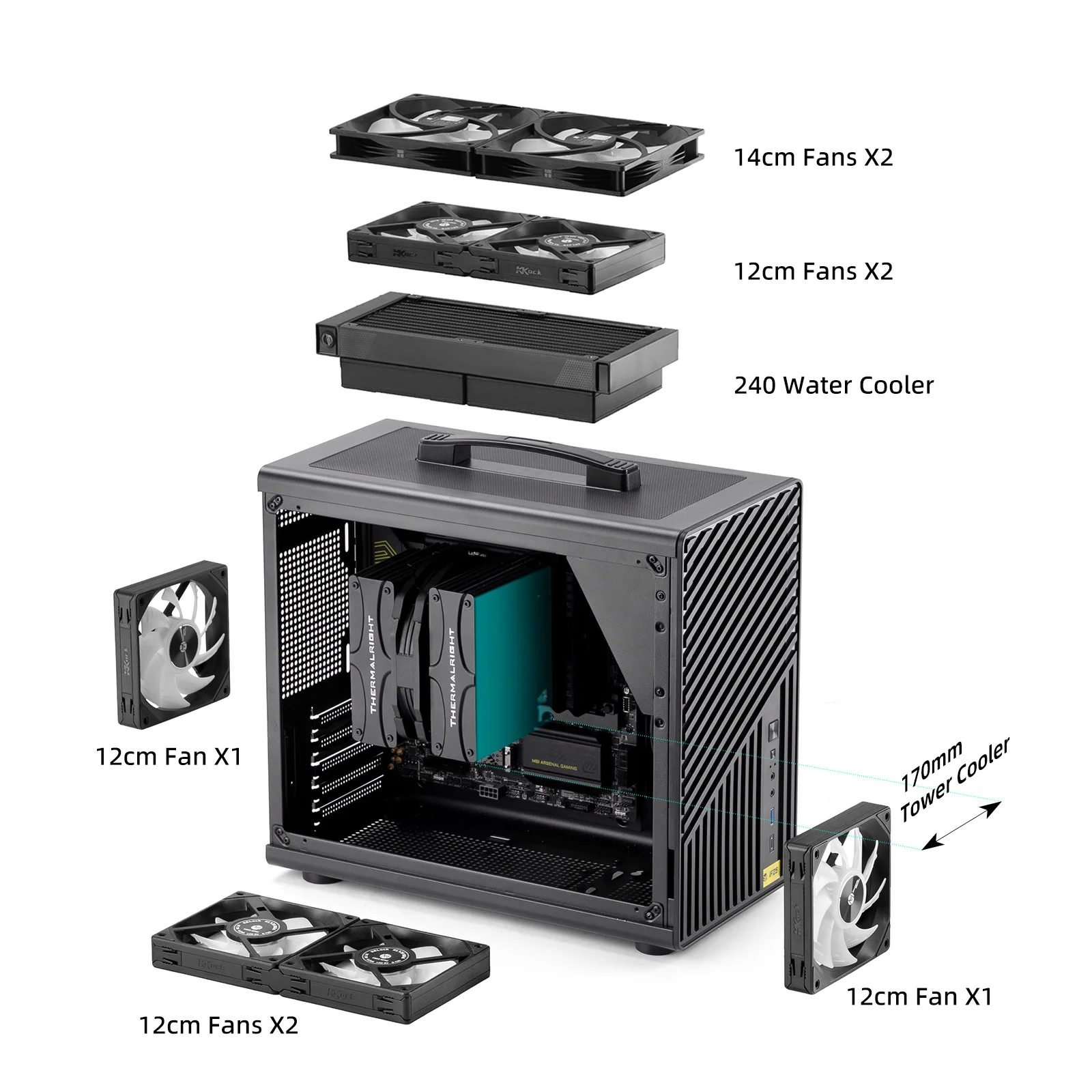 Lojcube IF25 26.5L MATX MB/ATX PSU/240/350mm GPU Portable Compact Desktop Chassis